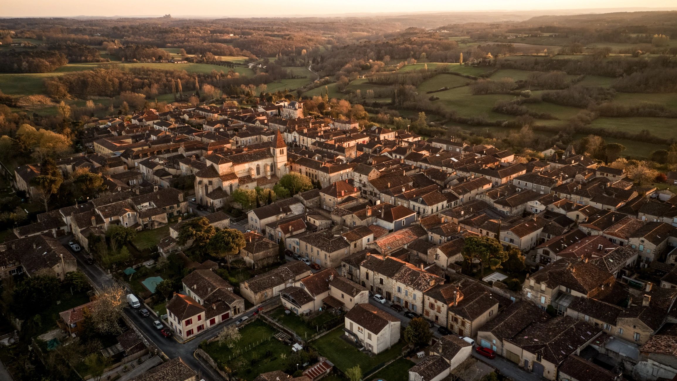 French village at sunset