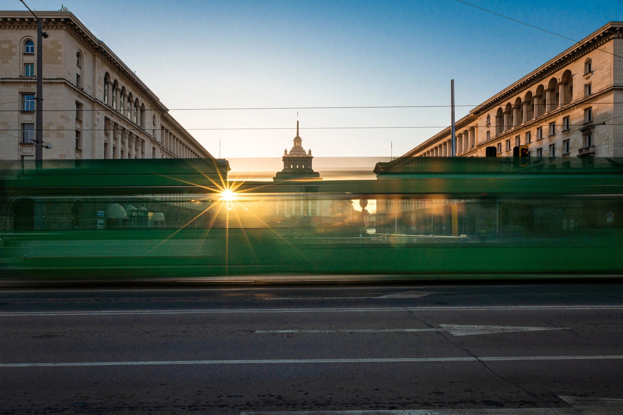 Panoramic European cityscape at twilight