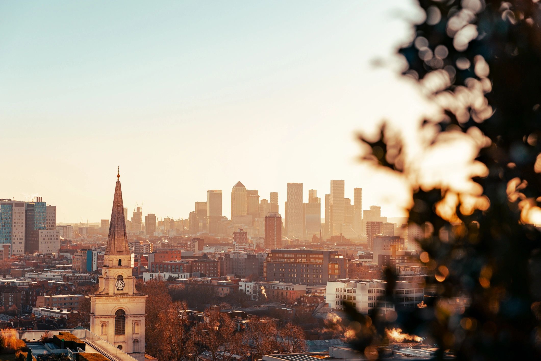 Sunset over Canary Wharf London