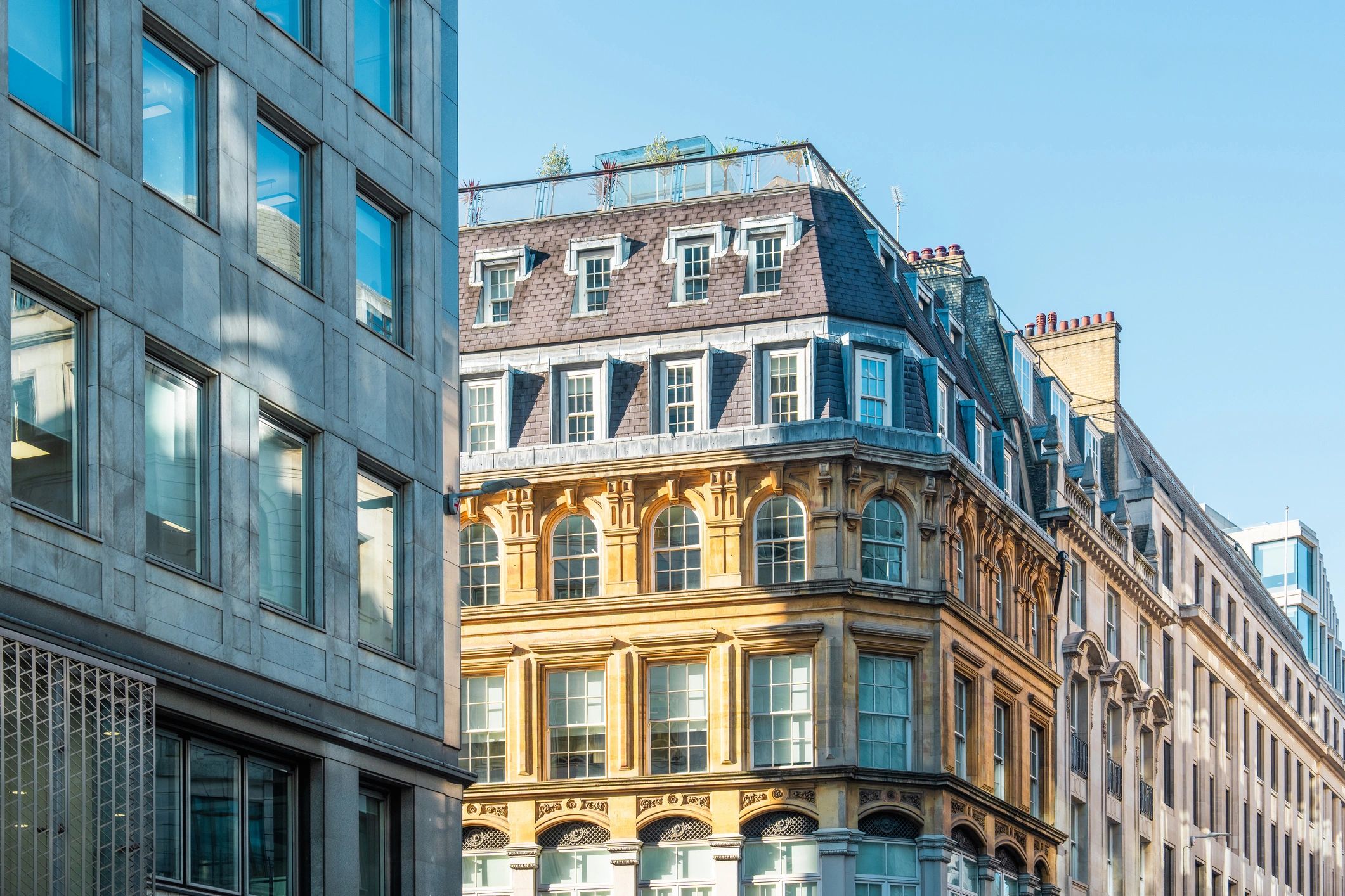 London street showcasing urban architecture and historic building facade