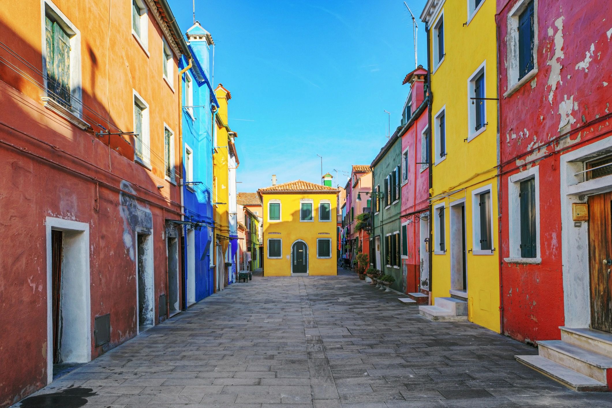 Colorful buildings in Burano, Italy